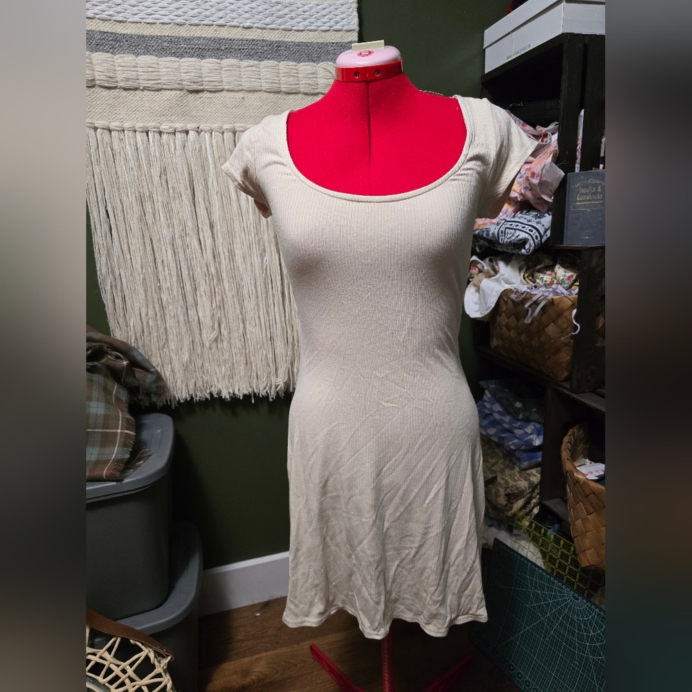 White scoop neck dress